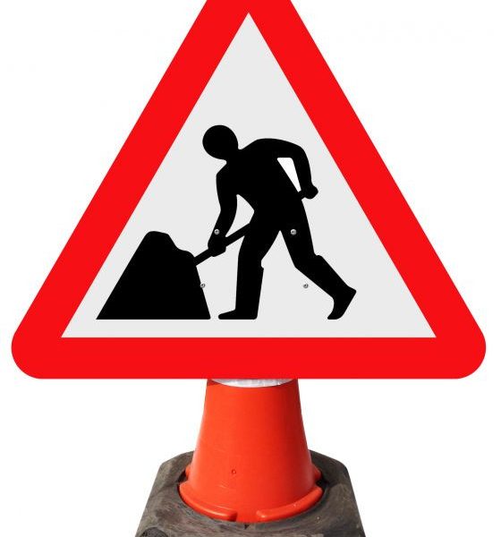 600MM ROAD WORKS AHEAD CONE SIGN