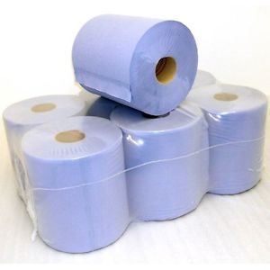 BLUE CENTRE FEED PAPER TOWEL ROLLS (PACK 6)