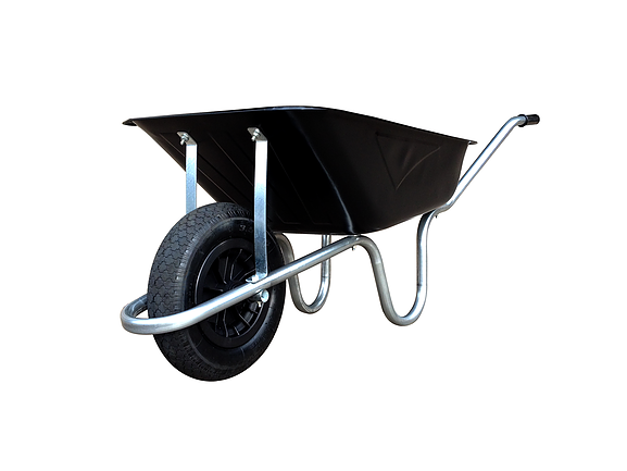 BLACK CONTRACTOR WHEELBARROW WITH PNEUMATIC TYRE